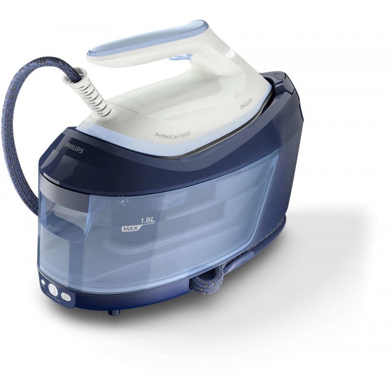 Philips 6000 series PerfectCare 2400 W 1,8 L Semelle SteamGlide Plus Bleu, Blanc