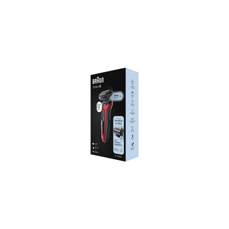 Braun Series 6 61-R1000s Máquina de afeitar de láminas Negro, Rojo