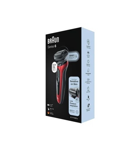 Braun Series 6 61-R1000s Máquina de afeitar de láminas Negro, Rojo