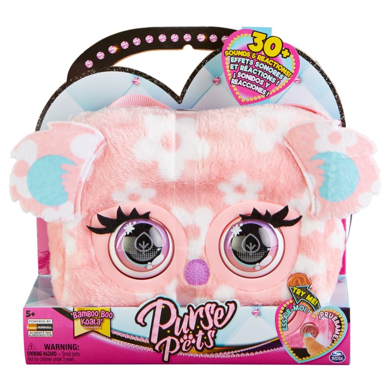 Purse Pets PRINT PERFECT - KOALA - COMPAGNON INTERACTIF FORMAT SAC A MAIN - Koala Animal Interactif Motif Floral Rose Qui