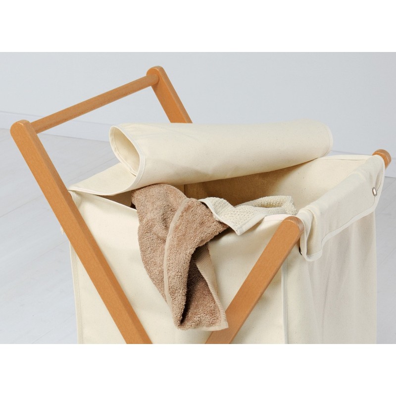 Foppapedretti Angel cesto para ropa 44 L Rectangular Haya, Algodón, Plástico, Madera contrachapada Beige, Negro, Nuez