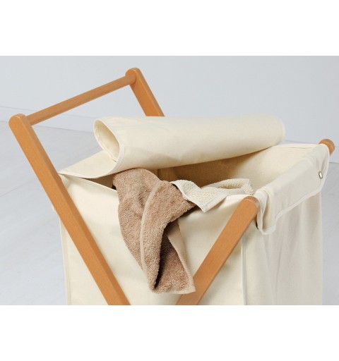 Foppapedretti Angel cesto para ropa 44 L Rectangular Haya, Algodón, Plástico, Madera contrachapada Beige, Negro, Nuez