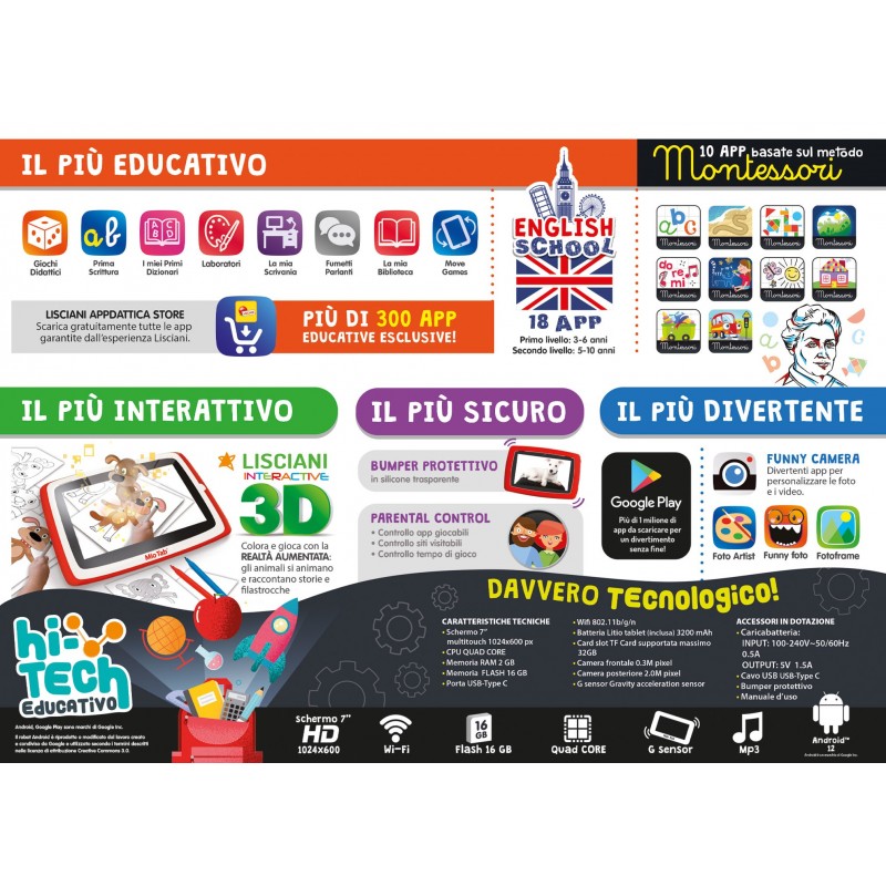 Lisciani 97012 children's tablet 16 GB Wi-Fi Multicolour