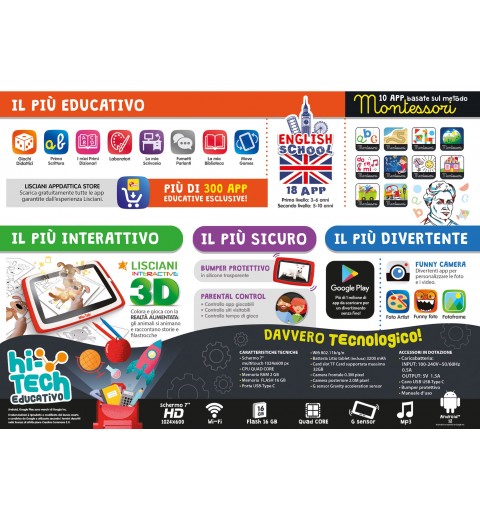Lisciani 97012 Kinder-Tablet 16 GB WLAN Mehrfarbig