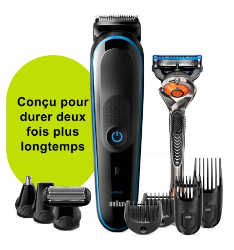 Braun All-in-one 9-in-1 Trimmer MGK5280 Men Beard Trimmer, Body Grooming Kit & Hair Clipper, Black Blue