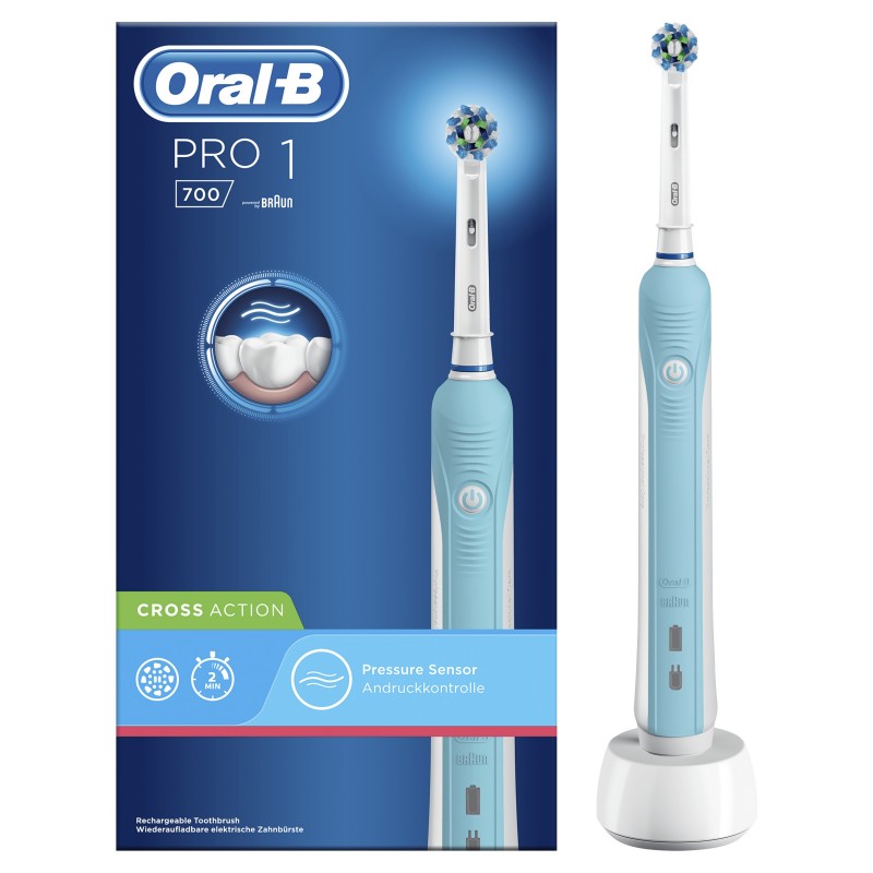 Oral-B PRO 700 CrossAction Adult Rotating-oscillating toothbrush Blue, White
