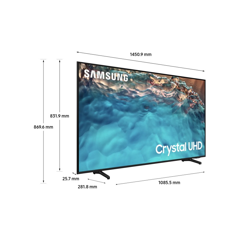 Samsung Series 8 TV Crystal UHD 4K 65” UE65BU8070 Smart TV Wi-Fi Black 2022, Processore Crystal 4K, HDR, Colori reali, Suono