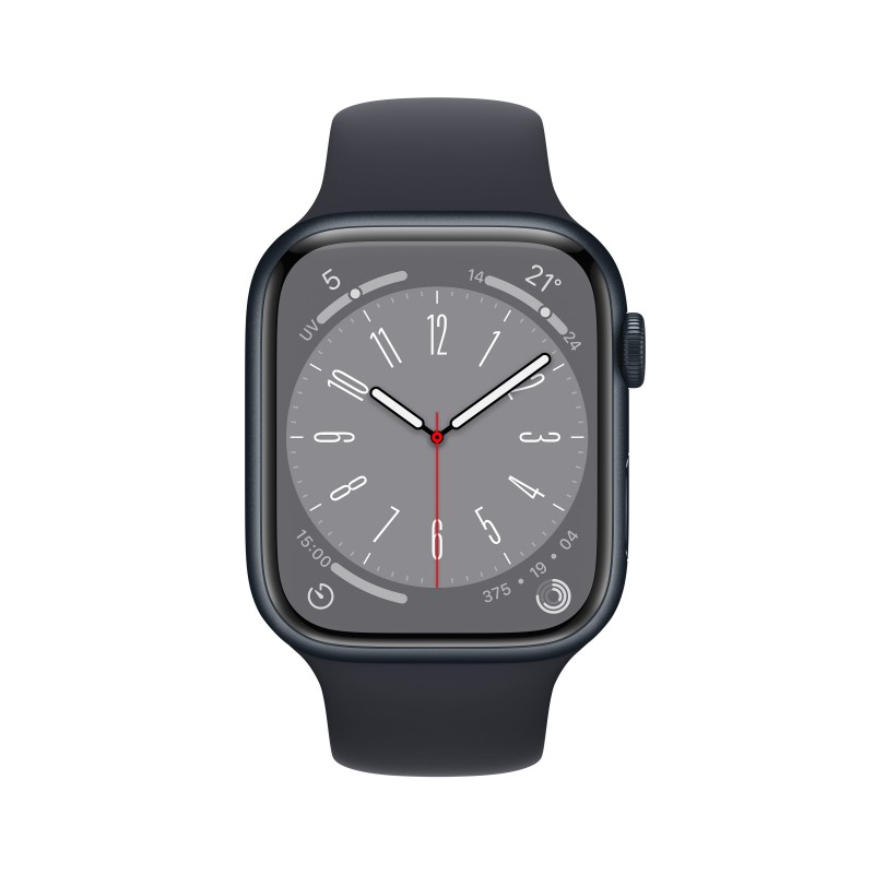 Apple Watch Series 8 GPS + Cellular 45mm Cassa in Alluminio color Mezzanotte con Cinturino Sport Band Mezzanotte - Regular