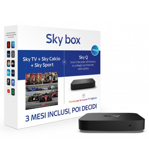 Sky box con 3 Mesi di TV + Calcio + Sport. Decoder Q incluso