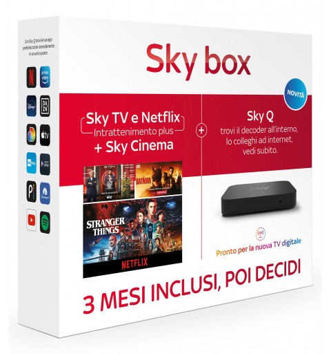 Sky box con 3 Mesi di TV e Netflix (Intrattenimento plus) + Cinema. Decoder Q incluso