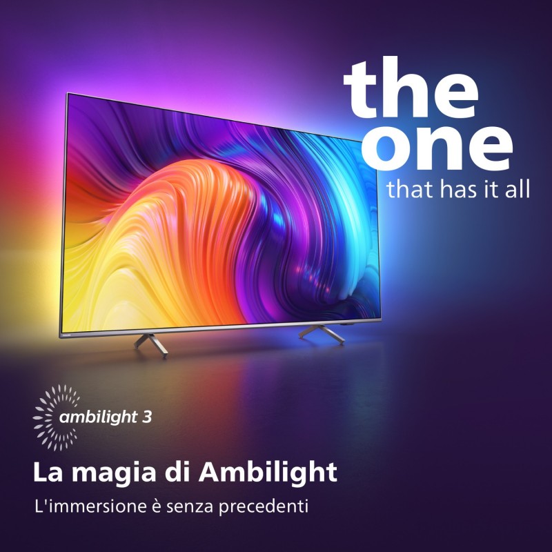 Philips AMBILIGHT tv the one 50" Android TV UHD 4K 50PUS8517, Processore P5, HDR10+ e Dolby Vision, Ready for Gaming, Smart TV,