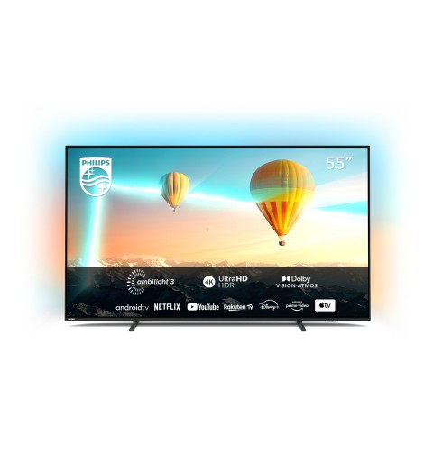 Philips AMBILIGHT tv 55" Android TV UHD 4K 55PUS8007, HDR10+ e Dolby Vision, Ready for Gaming, Smart TV, Dolby Atmos, NOVITÀ