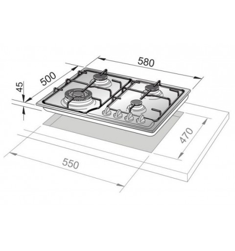 De’Longhi FFA 46 ASV piano cottura Acciaio inossidabile Da incasso 60 cm Gas 4 Fornello(i)