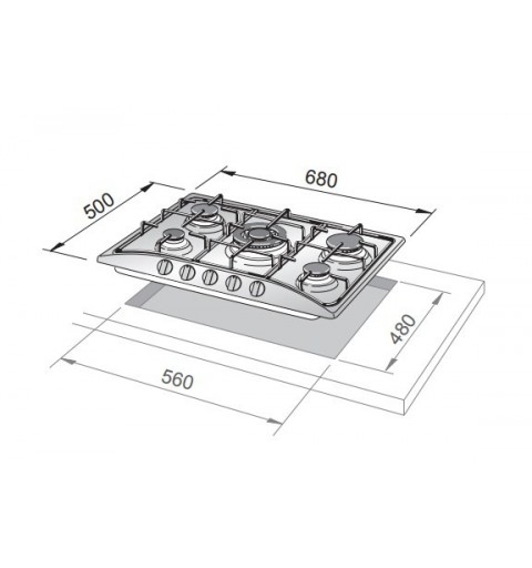 De’Longhi FFA 57 ASV hobs Acero inoxidable Integrado 68 cm Encimera de gas 5 zona(s)