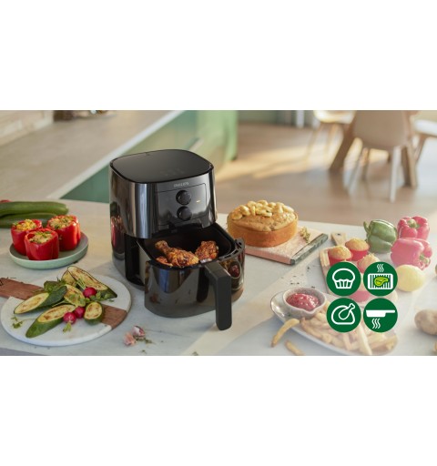 Philips Essential Airfryer negra de 0,8 kg y 4,1 l con tecnología Rapid Air