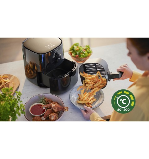 Philips Essential Airfryer negra de 0,8 kg y 4,1 l con tecnología Rapid Air