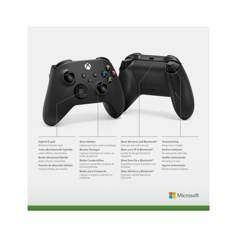 Microsoft Xbox Wireless Controller Black Nero Bluetooth USB Gamepad Analogico Digitale Xbox One, Xbox One S, Xbox One X