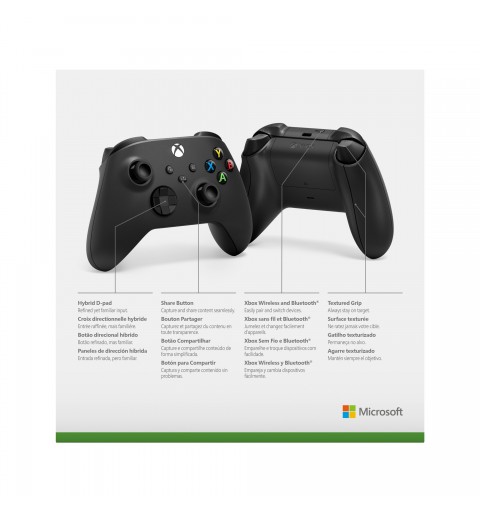 Microsoft Xbox Wireless Controller Black Negro Bluetooth USB Gamepad Analógico Digital Xbox One, Xbox One S, Xbox One X