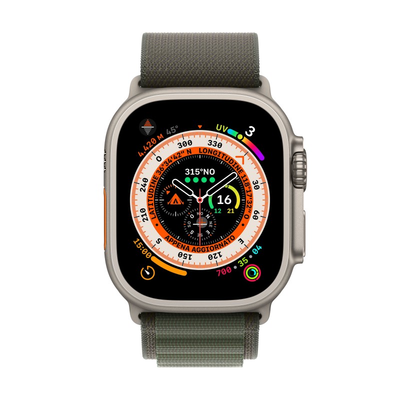 Apple Watch Ultra GPS + Cellular, 49mm Cassa in Titanio con Cinturino Alpine Loop Verde - Medium