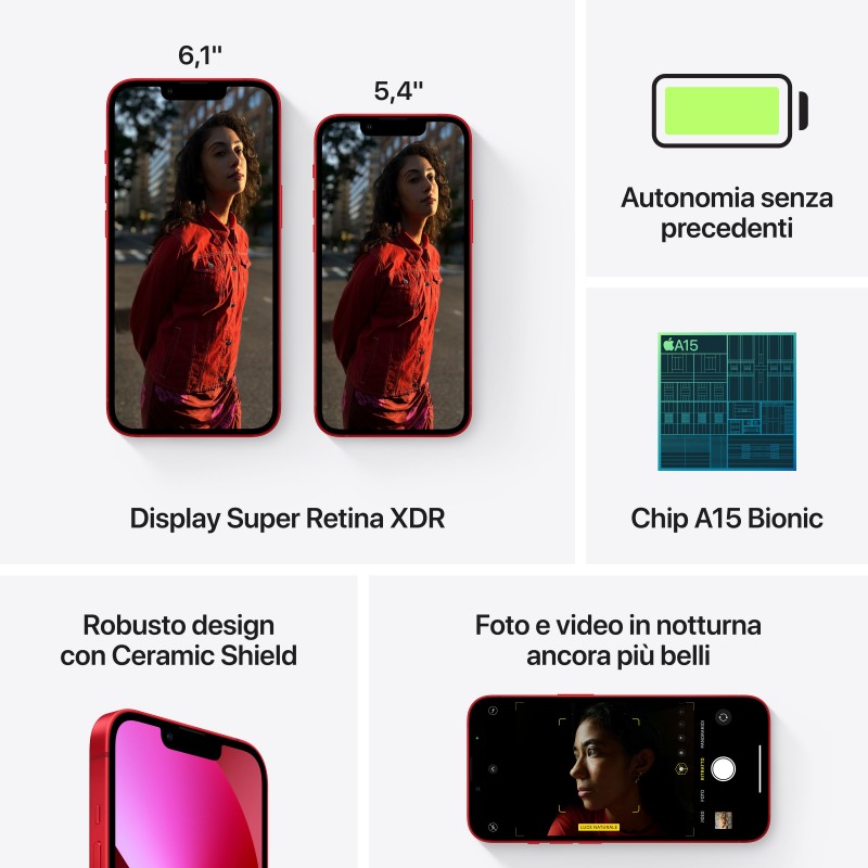 Apple iPhone 13 mini 13,7 cm (5.4") Doppia SIM iOS 15 5G 128 GB Rosso