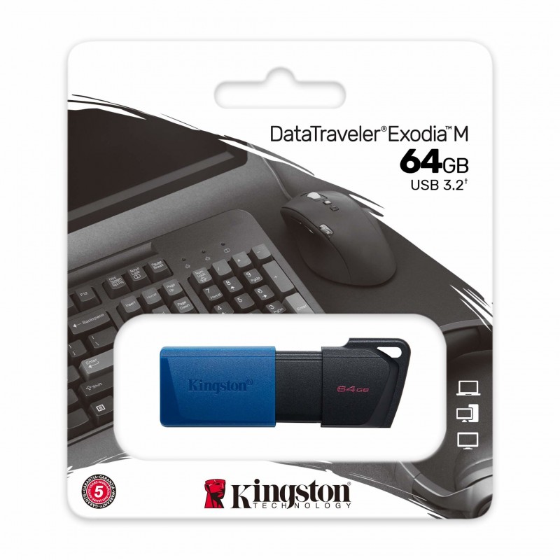 Kingston Technology DataTraveler Exodia M USB-Stick 64 GB USB Typ-A 3.2 Gen 1 (3.1 Gen 1) Schwarz, Blau