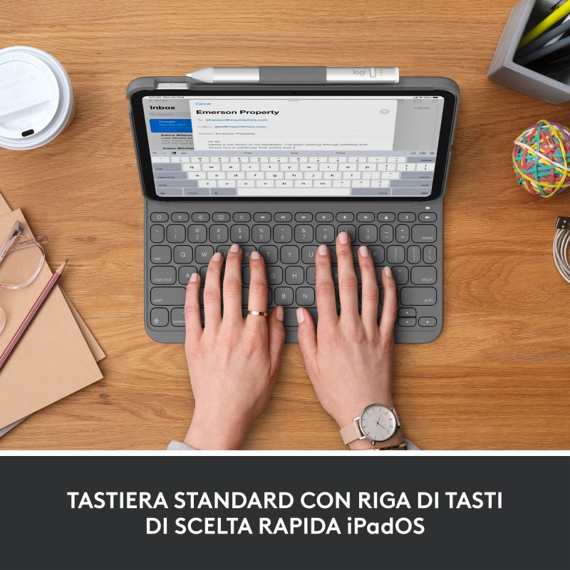 Logitech Slim Folio Gris Bluetooth QWERTY Italiano