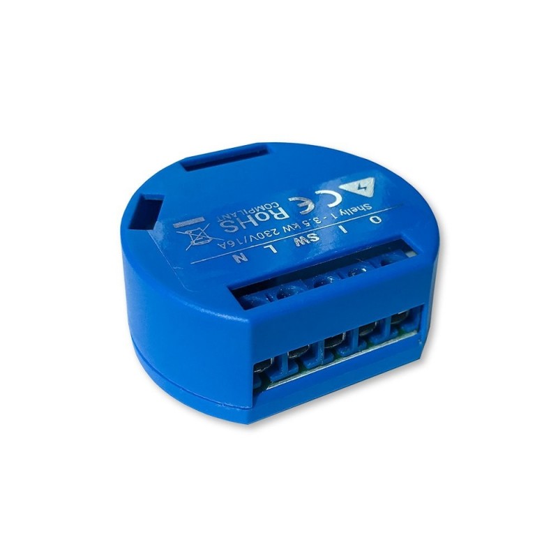 Shelly 1 trasmettitore di potenza Blu