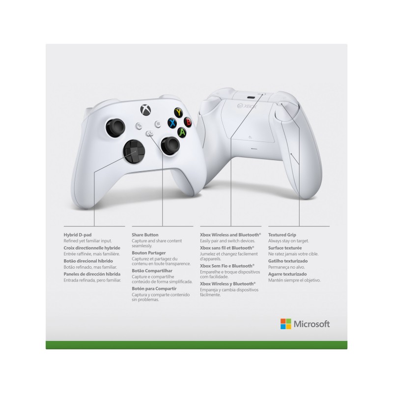 Microsoft Xbox Wireless Controller White Bluetooth USB Gamepad Analogue Digital Xbox Series S, Xbox Series X, Xbox One, Xbox