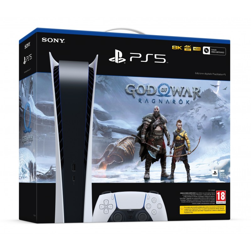 Sony PlayStation 5 Digital C Chassis + God of War Ragnarök 825 Go Noir, Blanc