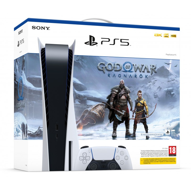 Sony PlayStation 5 Standard + God of War Ragnarök 825 Go Wifi Noir, Blanc