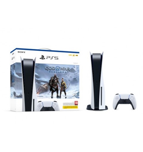 Sony PlayStation 5 Standard + God of War Ragnarök 825 GB Wi-Fi Nero, Bianco