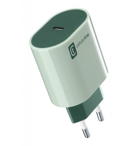 Cellularline USB-C Charger Stylecolor - Universal Caricabatterie da rete20W colorato Verde