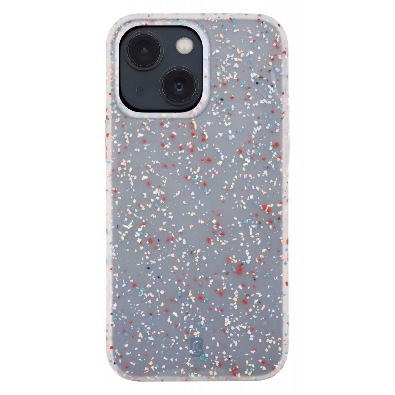 Cellularline Sensation Dots - iPhone 14 Plus Custodia in silicone soft-touch semi-trasparente con effetto macchiettato Bianco