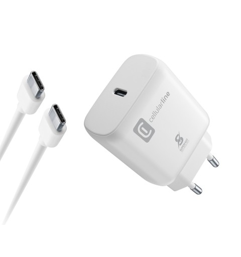 Cellularline Super Fast Charger Kit 25W - USB-C to USB-C - Samsung 25W Super Fast Charge PD mains charger with USB-C to USB-C