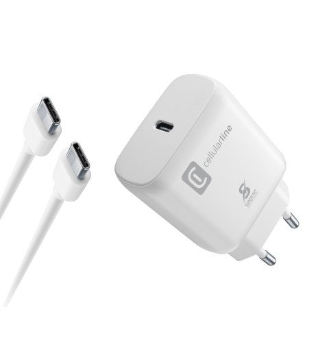 Cellularline Super Fast Charger Kit 25W - USB-C to USB-C - Samsung Caricabatterie da rete Super Fast Charge PD 25W con cavo