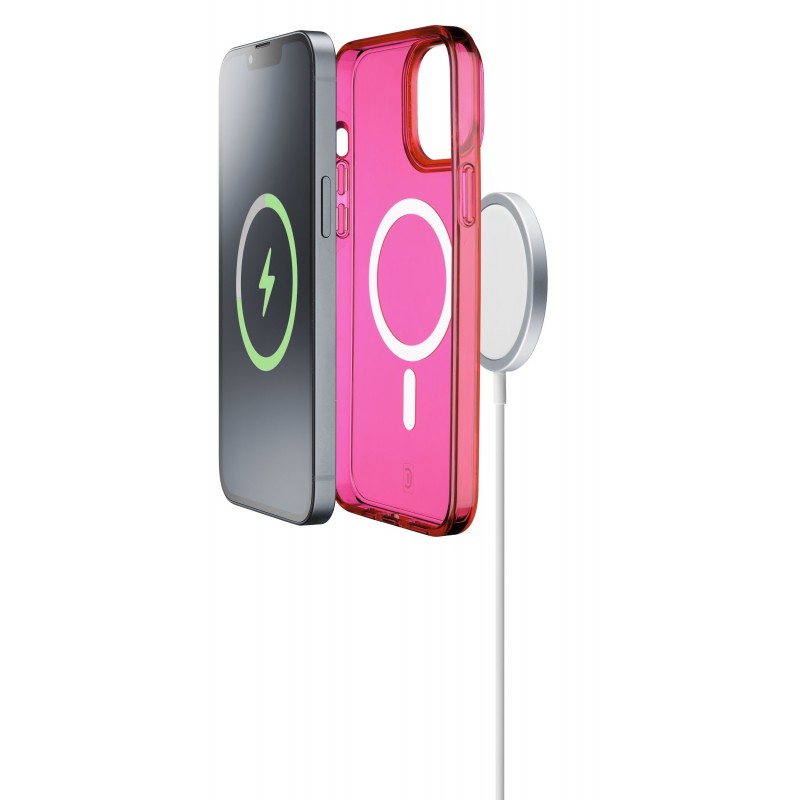 Cellularline Gloss Mag - iPhone 14 Custodia con magneti per la ricarica e l’aggancio all’alimentatore MagSafe Rosa