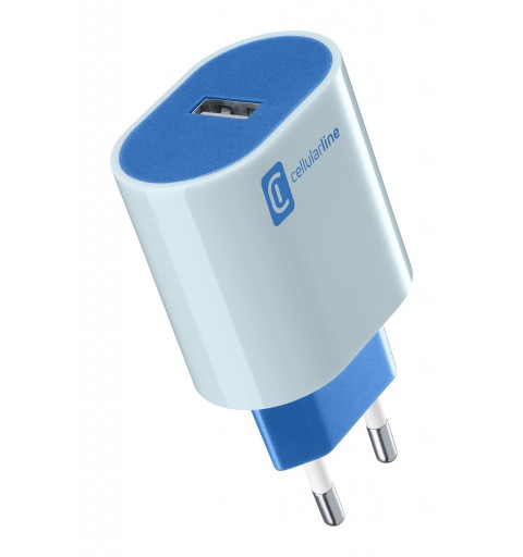 Cellularline USB Charger Stylecolor - Universal Caricabatterie da rete 12W colorato Blu