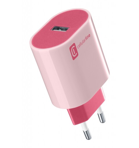 Cellularline USB Charger Stylecolor - Universal Caricabatterie da rete 12W colorato Rosa