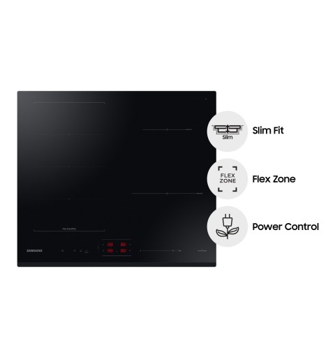 Samsung NZ64B5045GK Schwarz Integriert 60 cm Zonen-Induktionskochfeld 4 Zone(n)