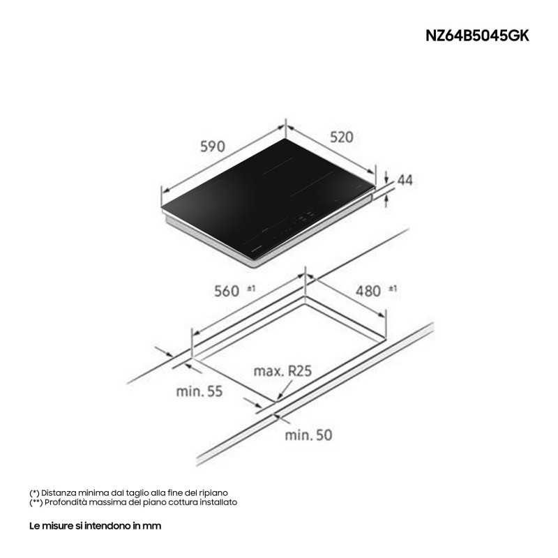 Samsung NZ64B5045GK Negro Integrado 60 cm Con placa de inducción 4 zona(s)