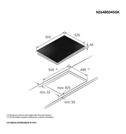 Samsung NZ64B5045GK Negro Integrado 60 cm Con placa de inducción 4 zona(s)