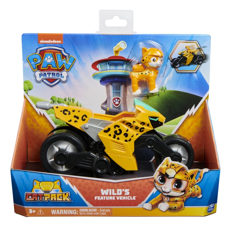 PAW Patrol , Cat Pack, Wild Cats verwandelbares Spielzeugmotorrad mit Actionfigur zum Sammeln, Kinderspielzeug