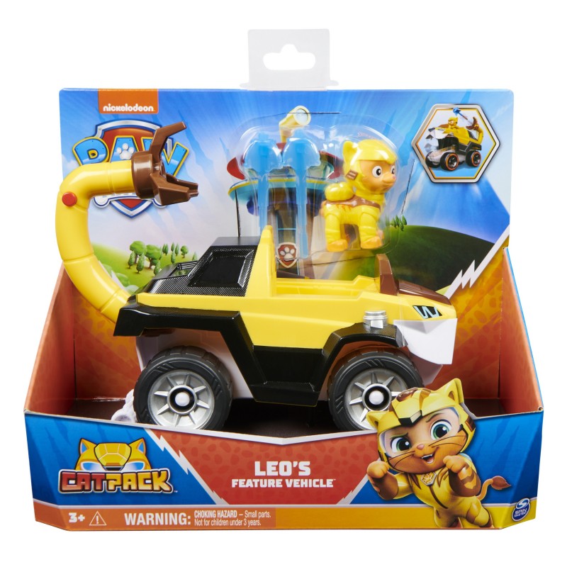 PAW Patrol , Cat Pack, Leo’s Transforming Toy Car with Collectible Action Figure, Kids Toys for Ages 3 and up