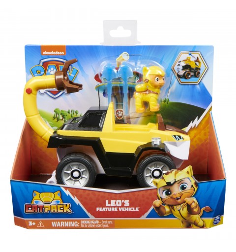 PAW Patrol | Veicolo Cat Pack del personaggio Leo | Veicolo con trasformazione con personaggio Cat Pack | Giochi per bambini