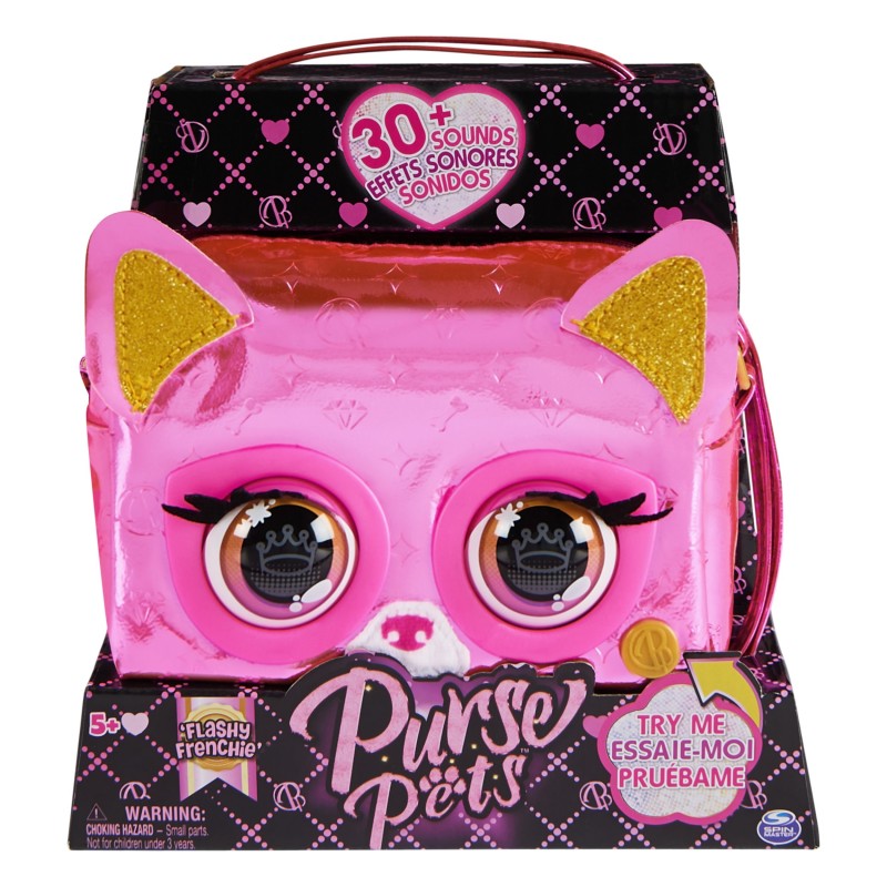 Purse Pets | Borsetta in versione Metallic Cagnolino | Oltre 30 Effetti sonori e reazioni, Giocattoli per Bambine dai 4 Anni in