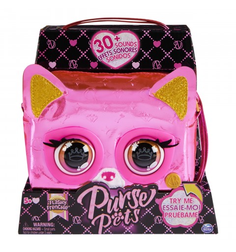 Purse Pets , Metallic Mood Flashy Frenchie, Interactive Pet Toy and Crossbody Shoulder Bag with over 30 Sounds and Reactions,