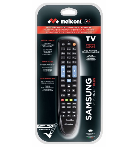 Meliconi Gumbody Personal 1 Plus telecomando IR Wireless TV Pulsanti