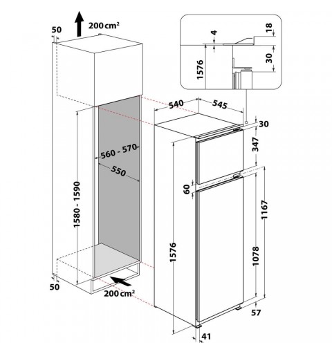 Hotpoint T 16 A2 D HA 1 réfrigérateur-congélateur Intégré (placement) 239 L F Acier inoxydable