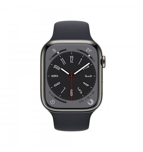 Apple Watch Series 8 GPS + Cellular 45mm Cassa in Acciaio Inossidabile color Grafite con Cinturino Sport Band Mezzanotte -
