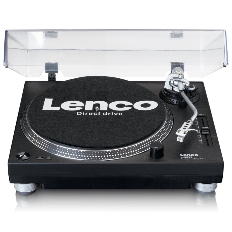 Lenco L-3809 Direct drive audio turntable Black, Silver